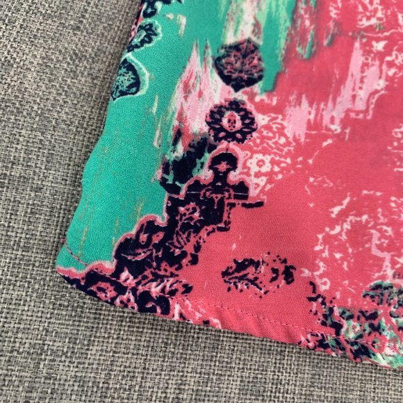 NY Collection Cute Lightweight Blouse Pink Green Round Neck Petite Small - Picture 6 of 12